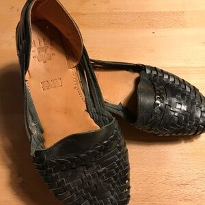 Black Leather woven sandal
